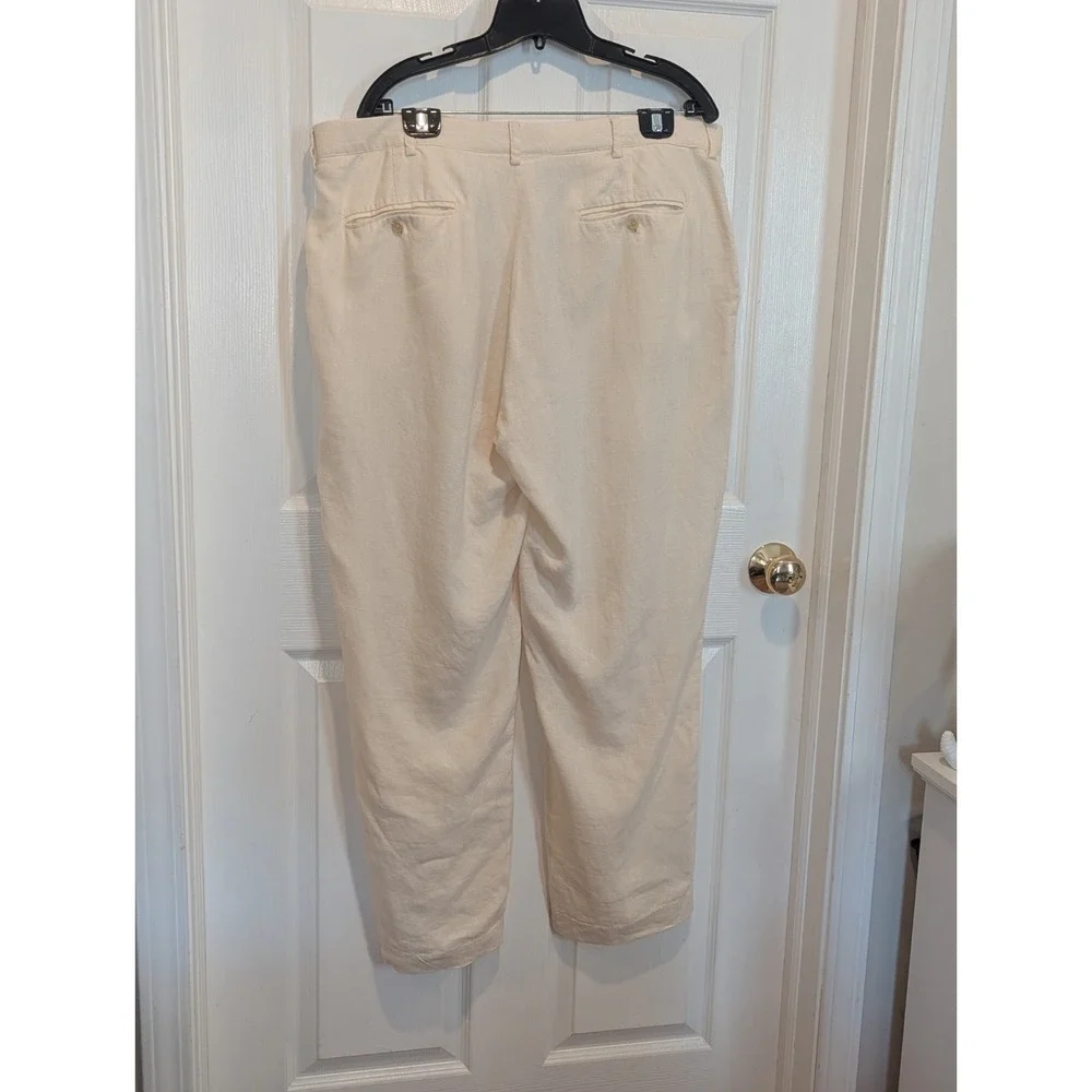 Coastal Quiet Luxury 100% Linen Pants Cream Polo Ralph Lauren 38x32